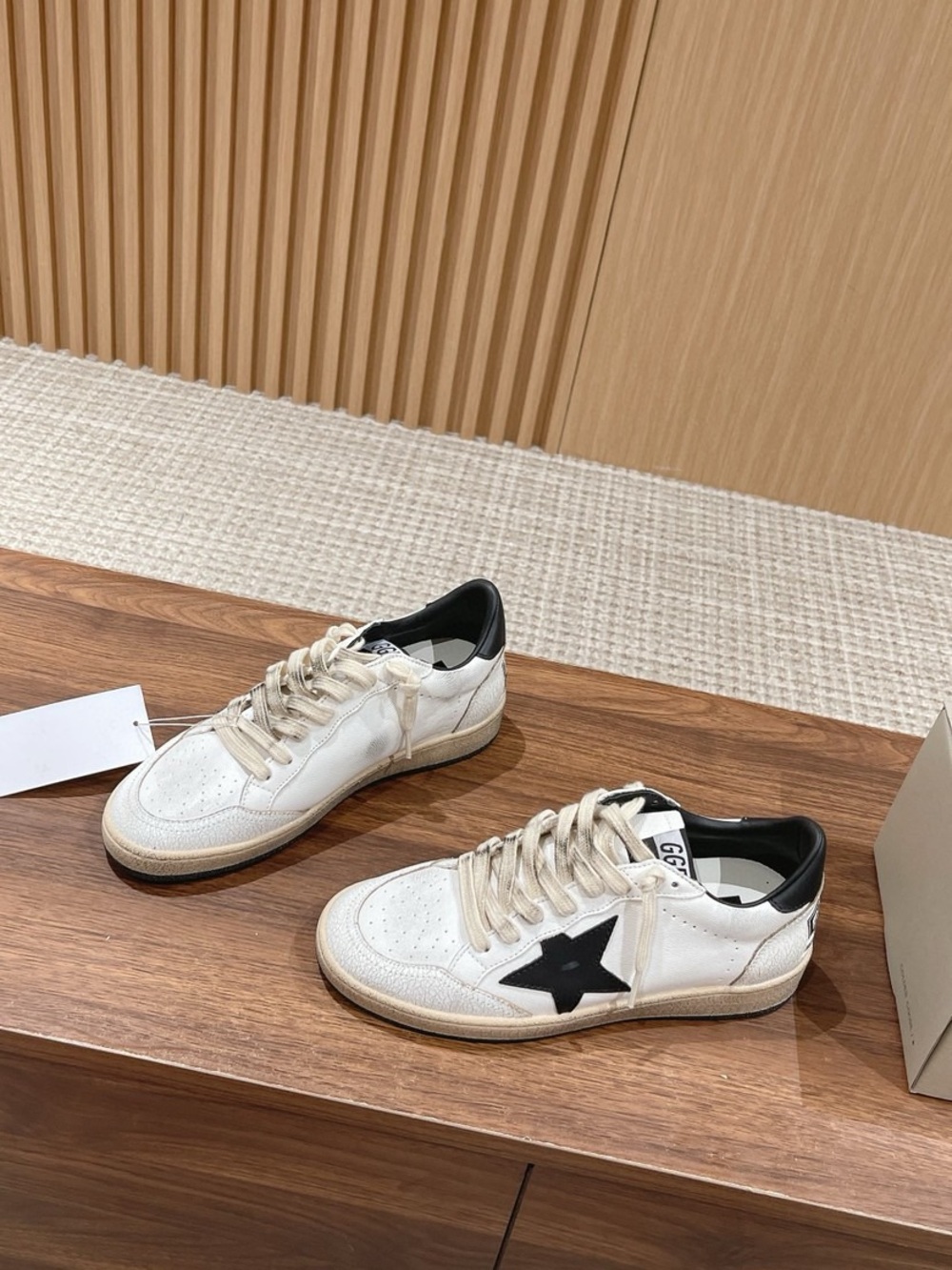 Golden Goose Ball Star White Leather Black Star Low Top Sneakers